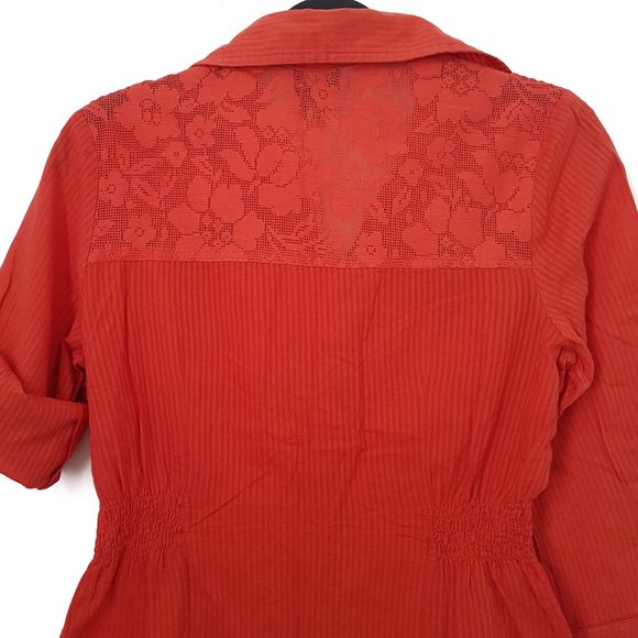 Joyce Leslie Orange Collar Top - Size S - Picture 6 of 8